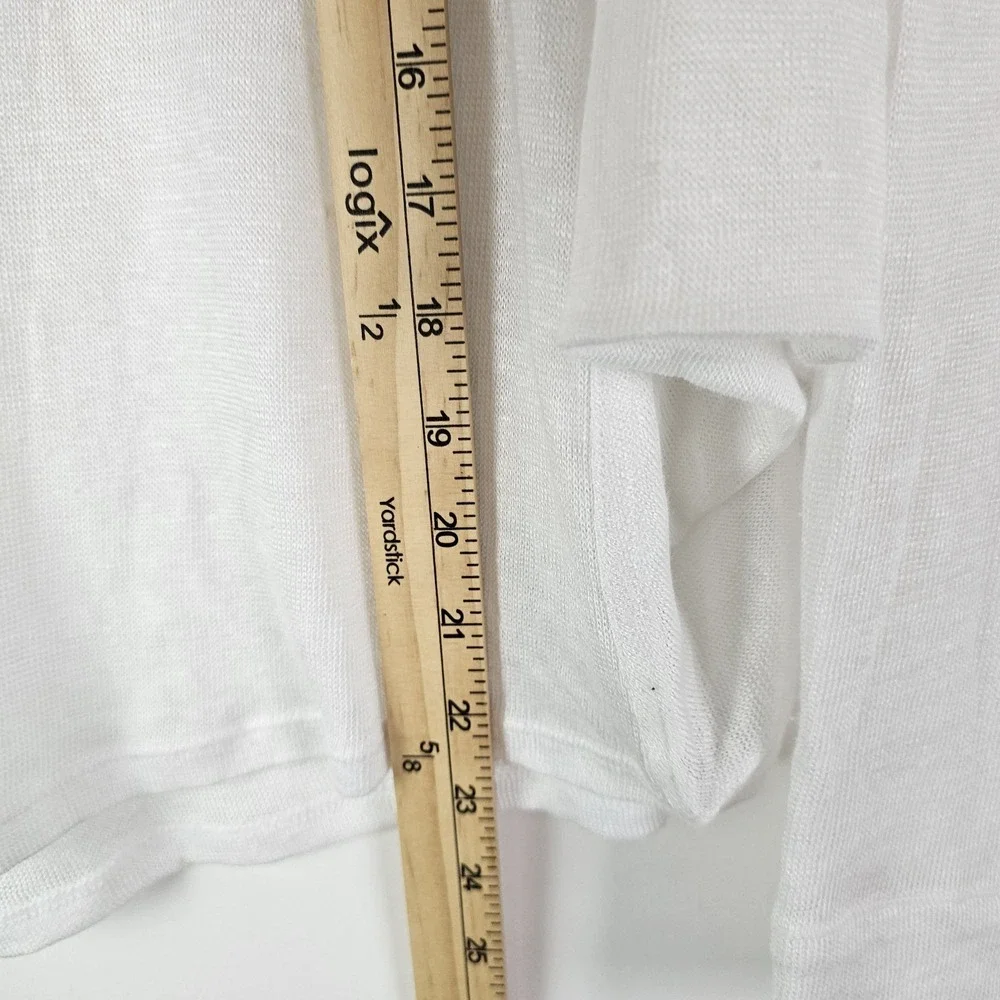 We The Free Womens Large White Sweater Knit Top Sheer Boho Dolman Linen Cotton